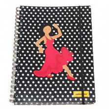 LIBRETA A4 EMOJI FLAMENCA NEGRA