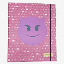 Imagen carpeta con anillas emoji diablo rosa