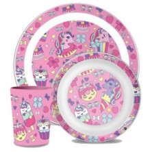 SET DE DESAYUINO DE MELAMINA UNICORNIO CUPCAKES