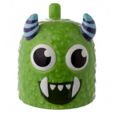 Imagen tazón de ceramica 3d con forma de monstruo verde
