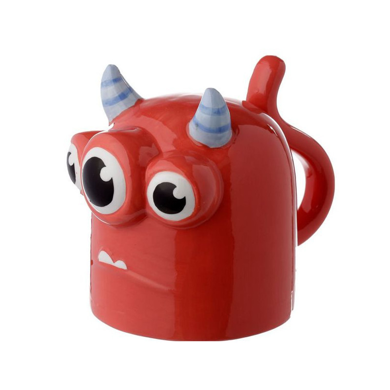 Imagen tazón de ceramica 3d con forma de monstruo roja