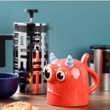 imagen 5 de tazón de ceramica 3d con forma de monstruo roja