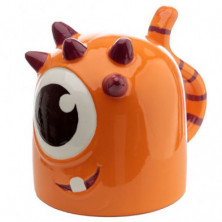 Imagen tazón de ceramica 3d con forma de monstruo naranja
