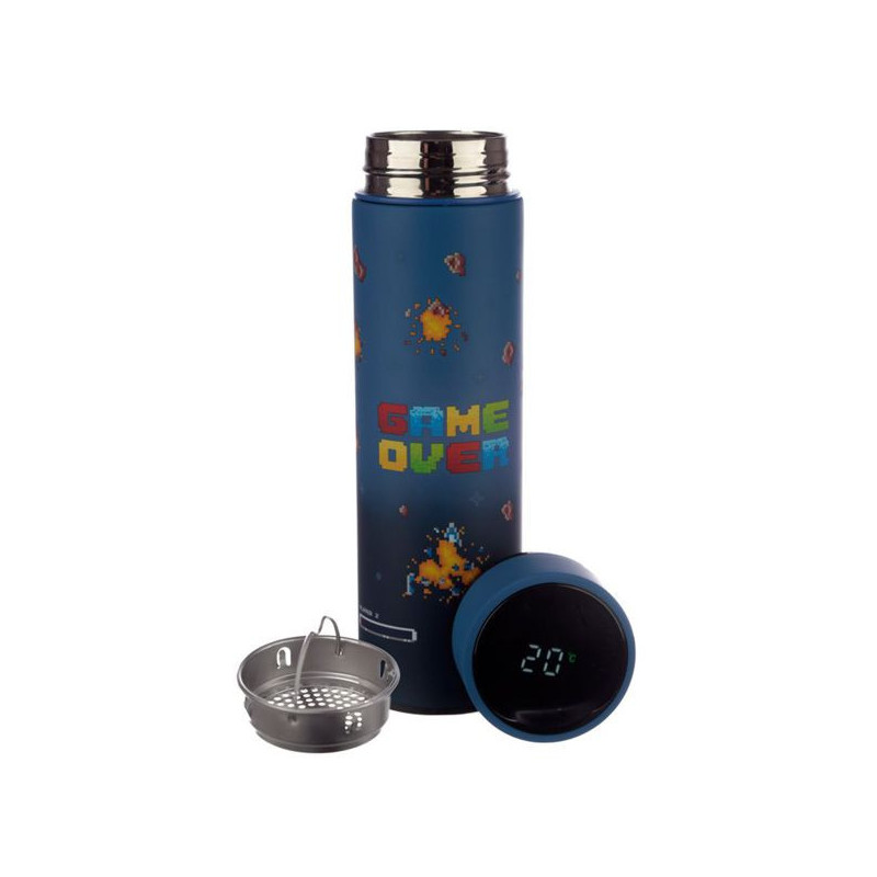 Imagen botella de acero inox con térmometro game over