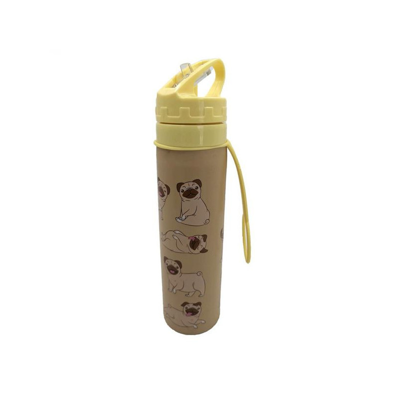 Imagen botella de agua plegable silicona con pajita perro