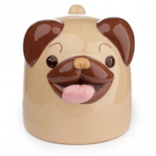 Imagen tazón de ceramica 3d con forma de perro carlino