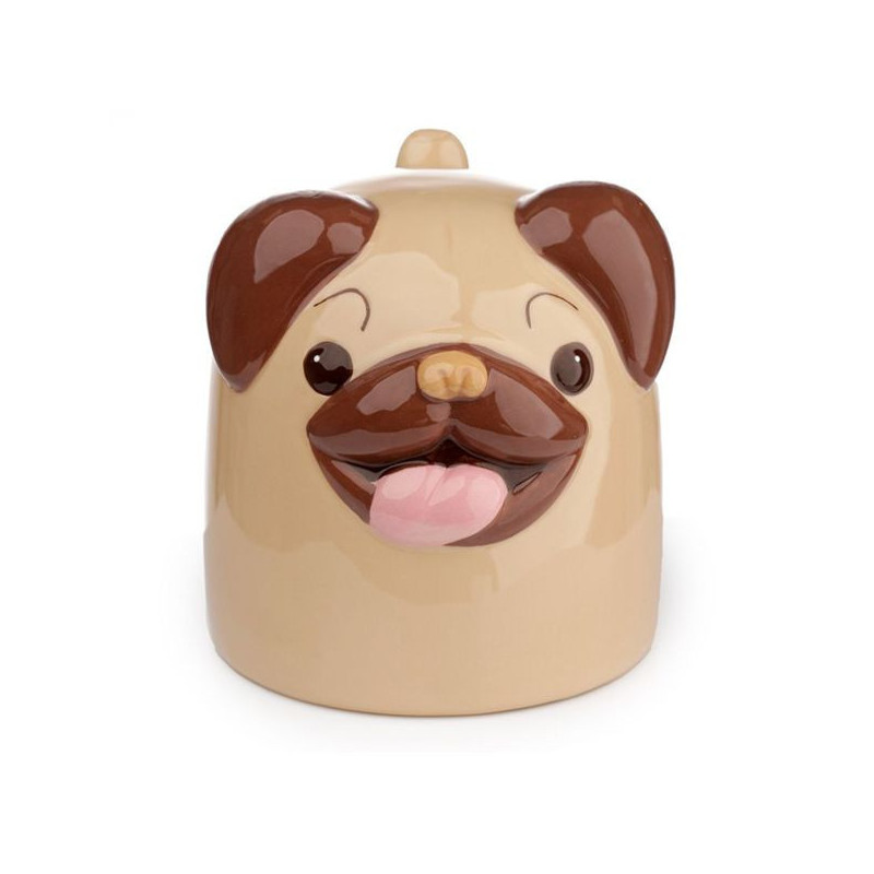 Imagen tazón de ceramica 3d con forma de perro carlino