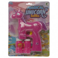 Imagen pistola de pompas de jabón unicornio rosa