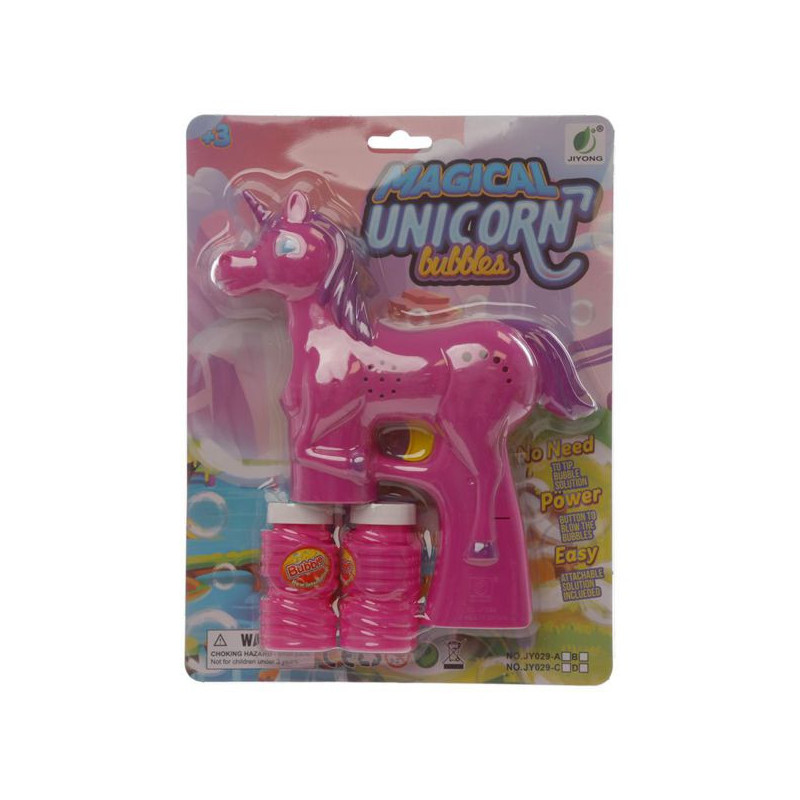 Imagen pistola de pompas de jabón unicornio rosa