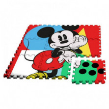 Imagen alfombra puzle eva 9 piezas con bolsa mickey
