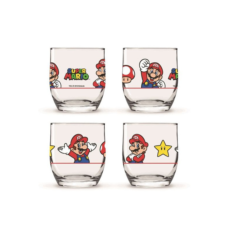 Imagen set 6 vasos de cristal nocilla super mario