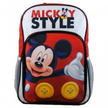 MOCHILA ESCOLAR ADAPTABLE CARRO MICKEY MOUSE 41CM