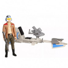 Imagen figura 30cm star wars poe dameron con speeder