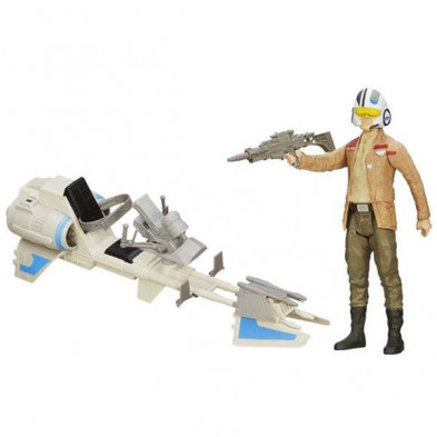imagen 2 de figura 30cm star wars poe dameron con speeder