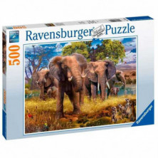 Imagen puzle familia de elefantes 500 piezas
