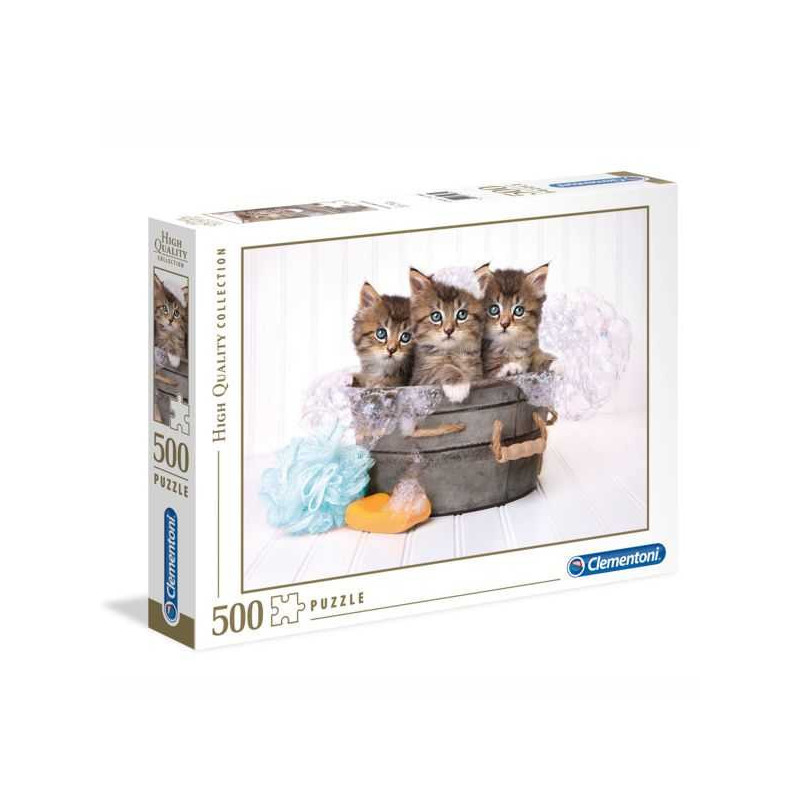 Imagen puzle gatitos en el baño 500 piezas