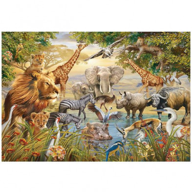 imagen 1 de puzle grandes animales en torno al estanque 500pzs