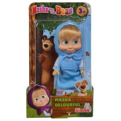 imagen 1 de muñeca masha y el oso con vestido azul 12cm