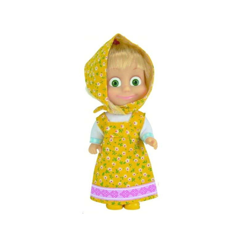 Imagen muñeca masha y el oso con vestido amarillo 12cm