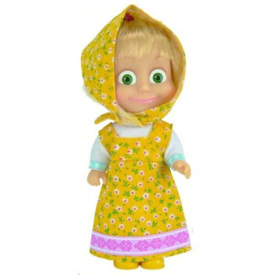 Imagen muñeca masha y el oso con vestido amarillo 12cm