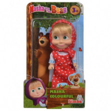imagen 1 de muñeca masha y el oso con vestido rojo 12cm