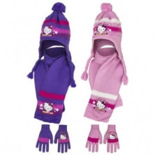 Imagen gorro peruano + bufanda + guantes hello kitty