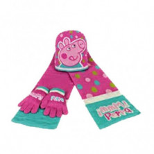 SET GORRO+BUFANDA+GUANTES PEPPA PIG