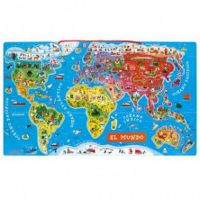 Imagen mapa mundo puzzle magnético español 92 piezas