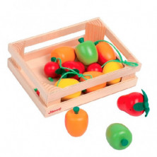 CAJA DE 12 FRUTAS DE MADERA