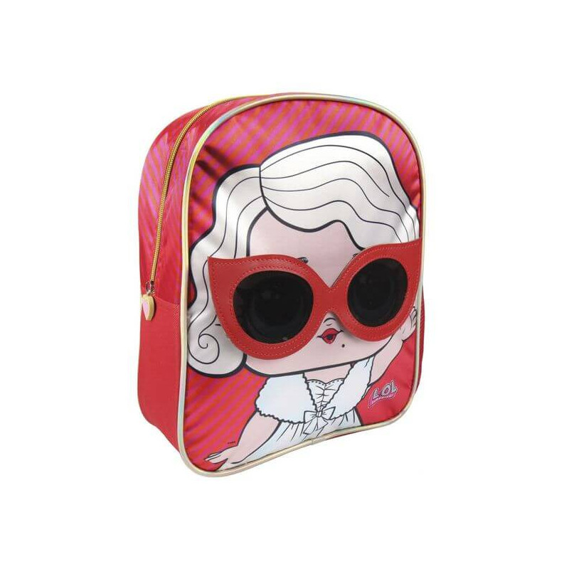 Imagen mochila infantil personaje lol 25x31x10cm roja