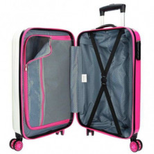 imagen 2 de maleta minnie mouse 68cm blanca y rosa