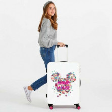 imagen 4 de maleta minnie mouse 68cm blanca y rosa