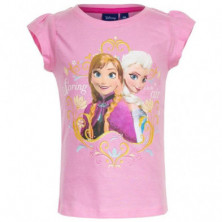 Imagen camiseta niño frozen anna y elsa rosa