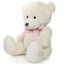 PELUCHE OSO CLÁSICO CREMA LAZO ROSA 15CM