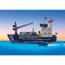 imagen 3 de gran portacontenedor con barco aduanero playmobil