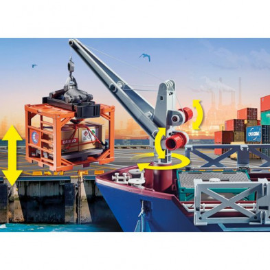 imagen 6 de gran portacontenedor con barco aduanero playmobil