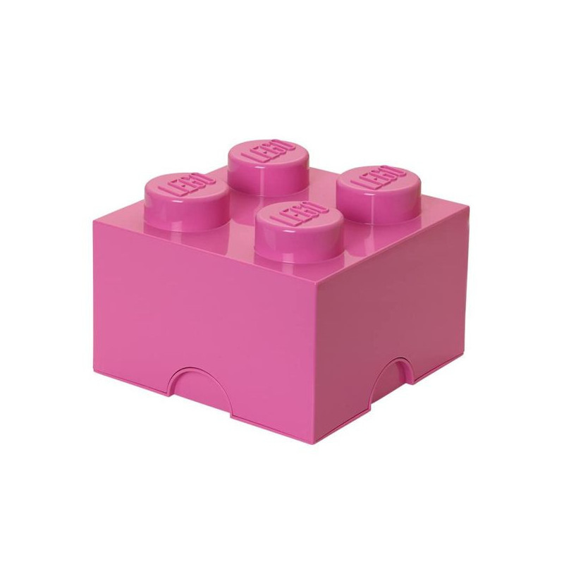 Imagen caja lego rosa en forma de bloque 25x25x18cm