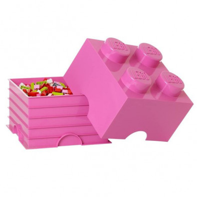 imagen 1 de caja lego rosa en forma de bloque 25x25x18cm