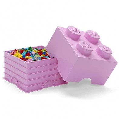 imagen 1 de caja lego rosa en forma de bloque 18x25x25cm