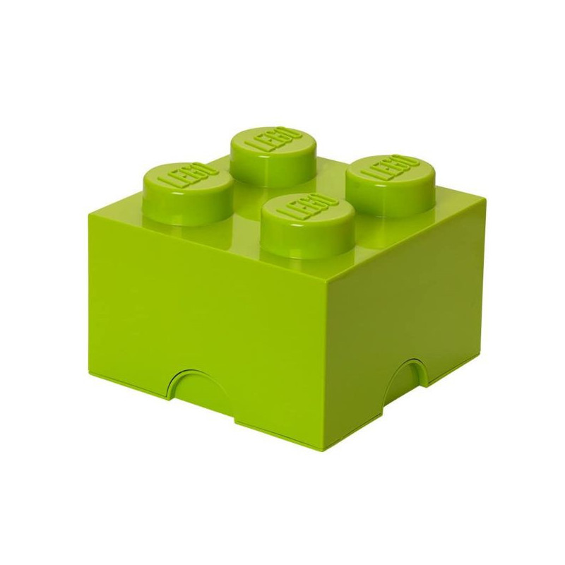 Imagen caja lego verde forma  de bloque 18x25x25cm