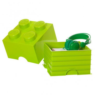 imagen 1 de caja lego verde forma  de bloque 18x25x25cm