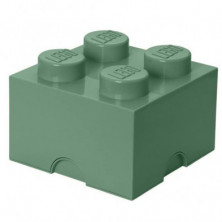 Imagen caja lego verde arena forma  de bloque 18x25x25cm