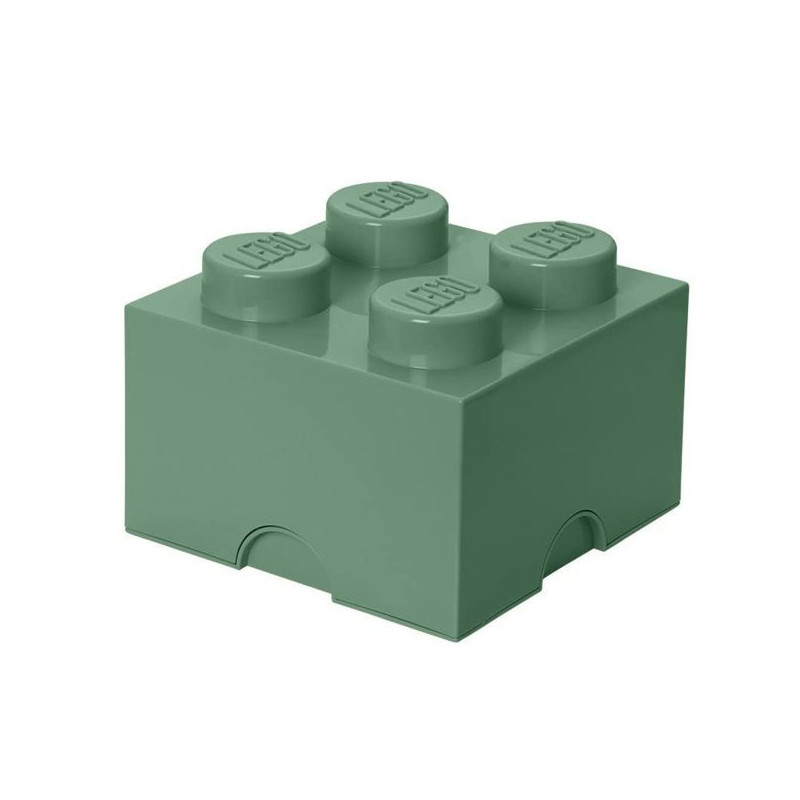 Imagen caja lego verde arena forma  de bloque 18x25x25cm