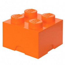 Imagen caja lego naranja forma  de bloque 18x25x25cm