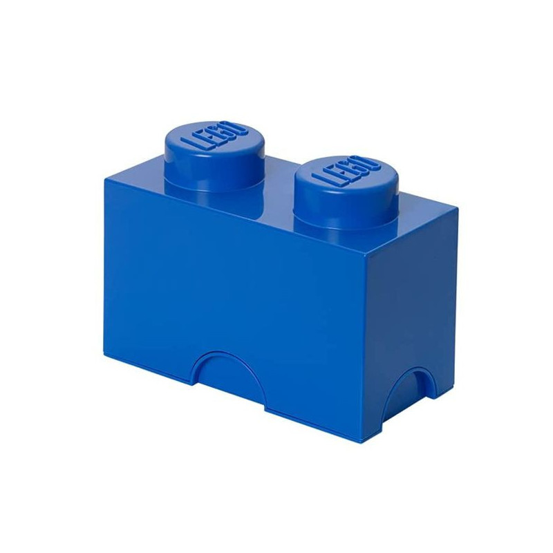 Imagen caja lego azul forma de bloque 12.5x25x18cm