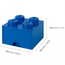 imagen 2 de caja lego ladrillo azul 25x25x18cm drawer 4