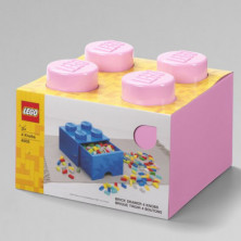 imagen 1 de caja lego ladrillo rosa 25x25x18cm drawer 4