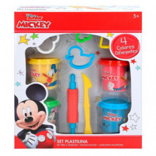 PLASTILINA MICKEY PACK 4 BOTES CON HERRAMIENTAS