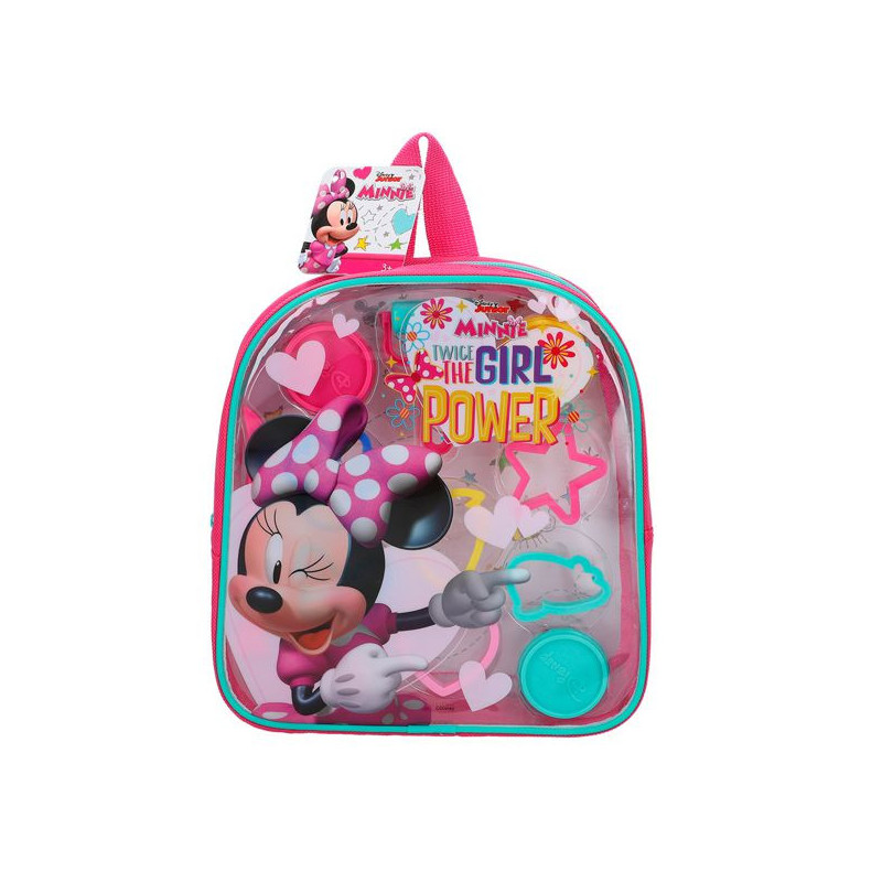 Imagen mochila plastilina minnie 4 botes  y herramientas