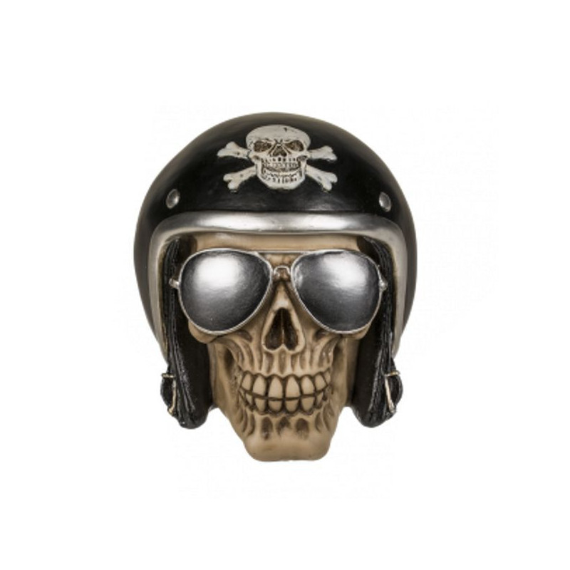 Imagen hucha calavera casco moto 16x13cm